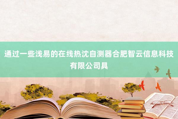 通过一些浅易的在线热沈自测器合肥智云信息科技有限公司具